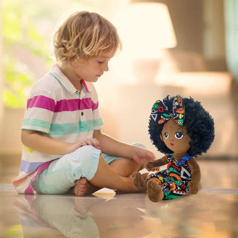 JUSTQUNSEEN Black Baby Dolls African American Doll Black Dolls 12''  Baby Dolls for 3 Year Old Girls Soft Doll for Girls Stuffed Plush Doll for Girl - Image 5